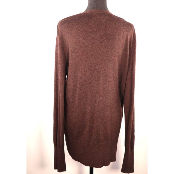 Cardigan Sweater by Mossimo Long Sleeve V-Neck Button-Up/ Brown Wool Size L/G - Picture 3 of 10